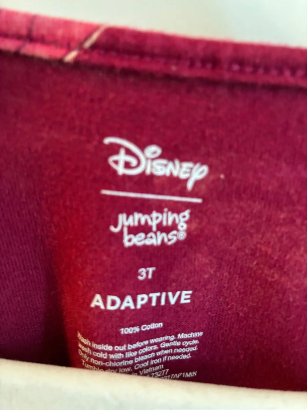 Disney Adaptive Girls' Minnie Mouse Burgundy Long Sleeve Dress - 3T